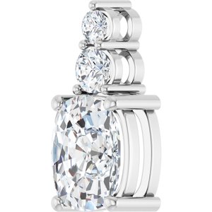 14K X1 White Gold 10x8 mm Elongated Cushion Pendant Mounting – image 3