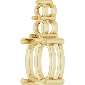 10K Yellow Gold 10x8 mm Elongated Cushion Pendant Mounting – image 4
