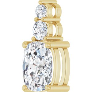 18K Yellow Gold 10x8 mm Elongated Cushion Pendant Mounting – image 3