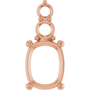 14K Rose Gold 10x8 mm Elongated Cushion Pendant Mounting – image 2