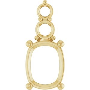 18K Yellow Gold 10x8 mm Elongated Cushion Pendant Mounting – image 2