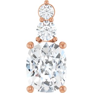 10K Rose Gold 10x8 mm Elongated Cushion Pendant Mounting