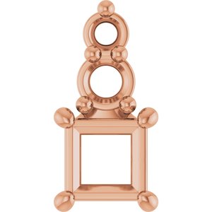 14K Rose Gold 3x3 mm Square Pendant Mounting – image 2
