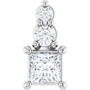 14K X1 White Gold 3x3 mm Square Pendant Mounting
