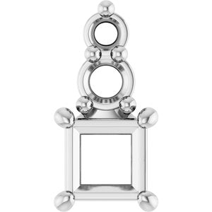 14K White Gold 3x3 mm Square Pendant Mounting – image 2