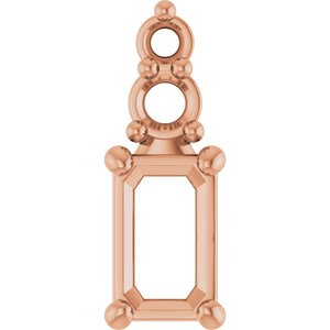 14K Rose Gold 5x3 mm Emerald Pendant Mounting – image 2