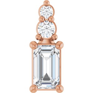 14K Rose Gold 5x3 mm Emerald Pendant Mounting