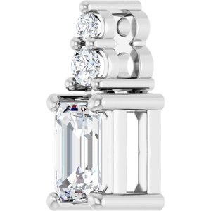 14K White Gold 5x3 mm Emerald Pendant Mounting – image 3