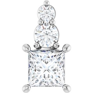 14K X1 White Gold 5x5 mm Square Pendant Mounting