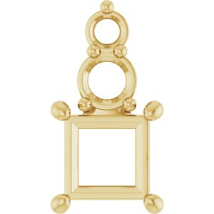 14K Yellow Gold 5x5 mm Square Pendant Mounting – image 2