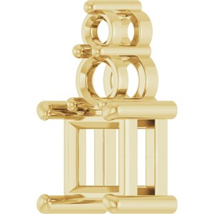 18K Yellow Gold 5x5 mm Square Pendant Mounting – image 4