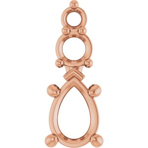 10K Rose Gold 6.5x4.5 mm Pear Pendant Mounting – image 2