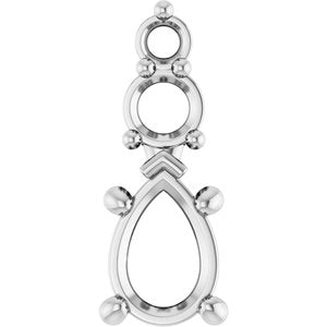 18K White Gold 6.5x4.5 mm Pear Pendant Mounting – image 2