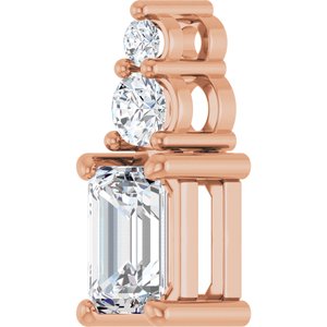 14K Rose Gold 6x4 mm Emerald Pendant Mounting – image 3
