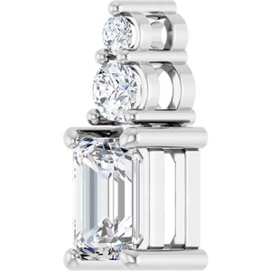 18K White Gold 6x4 mm Emerald Pendant Mounting – image 3