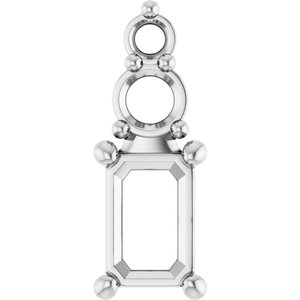 10K White Gold 6x4 mm Emerald Pendant Mounting – image 2