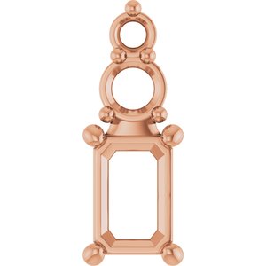 10K Rose Gold 6x4 mm Emerald Pendant Mounting – image 2