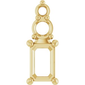 18K Yellow Gold 6x4 mm Emerald Pendant Mounting – image 2