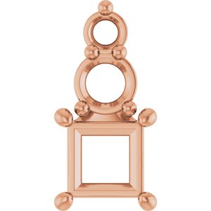 10K Rose Gold 4x4 mm Square Pendant Mounting – image 2