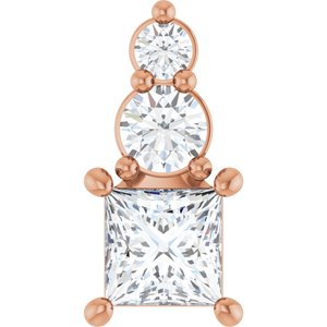 18K Rose Gold 4x4 mm Square Pendant Mounting