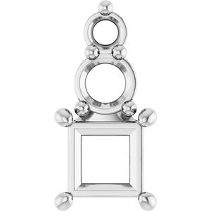 10K White Gold 4x4 mm Square Pendant Mounting – image 2