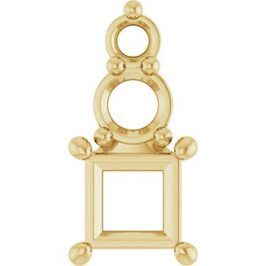10K Yellow Gold 4x4 mm Square Pendant Mounting – image 2