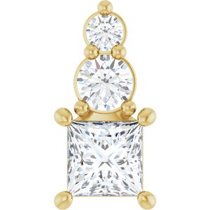 14K Yellow Gold 4x4 mm Square Pendant Mounting