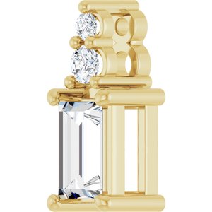 10K Yellow Gold 5x3 mm Straight Baguette Pendant Mounting – image 3