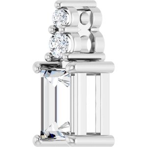 14K X1 White Gold 5x3 mm Straight Baguette Pendant Mounting – image 3