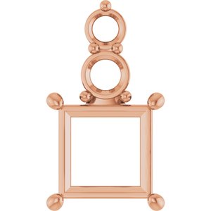 14K Rose Gold 7.5x7.5 mm Square Pendant Mounting – image 2
