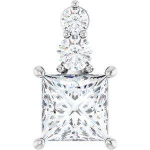 14K White Gold 7.5x7.5 mm Square Pendant Mounting