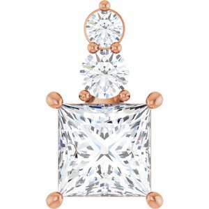 18K Rose Gold 7.5x7.5 mm Square Pendant Mounting
