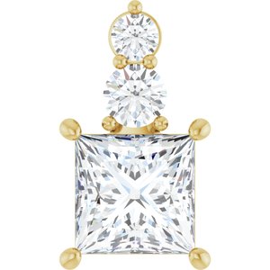 14K Yellow Gold 7.5x7.5 mm Square Pendant Mounting