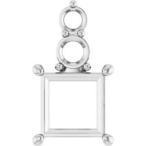 14K White Gold 7.5x7.5 mm Square Pendant Mounting – image 2