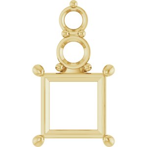 14K Yellow Gold 7.5x7.5 mm Square Pendant Mounting – image 2