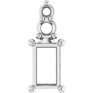 10K White Gold 5x3 mm Straight Baguette Pendant Mounting – image 2
