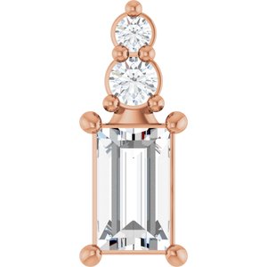 10K Rose Gold 5x3 mm Straight Baguette Pendant Mounting