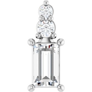 Sterling Silver 5x3 mm Straight Baguette Pendant Mounting