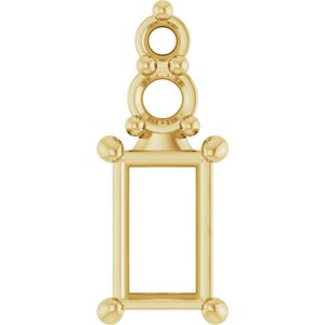 18K Yellow Gold 5x3 mm Straight Baguette Pendant Mounting – image 2