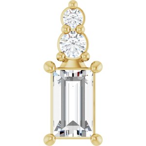 18K Yellow Gold 5x3 mm Straight Baguette Pendant Mounting