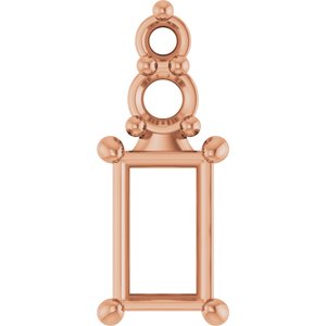 14K Rose Gold 5x3 mm Straight Baguette Pendant Mounting – image 2