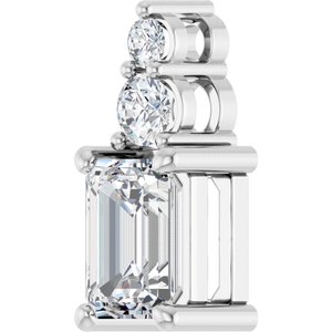 14K White Gold 7x5 mm Emerald 1/6 CTW Natural Diamond Semi-Set Pendant – image 3