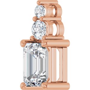 14K Rose Gold 7x5 mm Emerald 1/6 CTW Lab-Grown Diamond Semi-Set Pendant – image 3