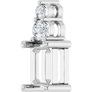 Platinum 7x5 mm Emerald 1/6 CTW Natural Diamond Semi-Set Pendant – image 4