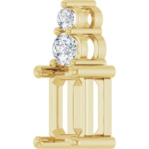 14K Yellow Gold 7x5 mm Emerald 1/6 CTW Natural Diamond Semi-Set Pendant – image 4