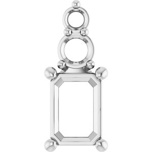 14K White Gold 7x5 mm Emerald Pendant Mounting – image 2
