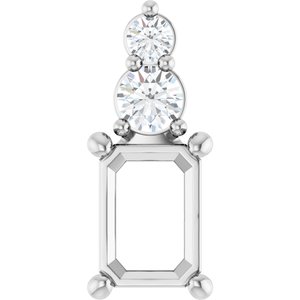 Platinum 7x5 mm Emerald 1/6 CTW Natural Diamond Semi-Set Pendant – image 2
