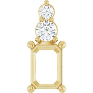 14K Yellow Gold 7x5 mm Emerald 1/6 CTW Lab-Grown Diamond Semi-Set Pendant – image 2