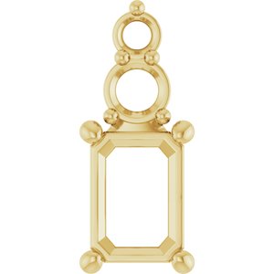 14K Yellow Gold 7x5 mm Emerald Pendant Mounting – image 2