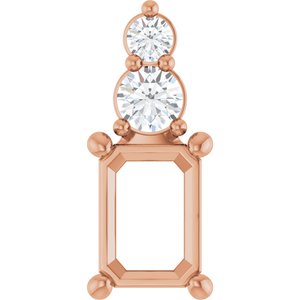 14K Rose Gold 7x5 mm Emerald 1/6 CTW Natural Diamond Semi-Set Pendant – image 2